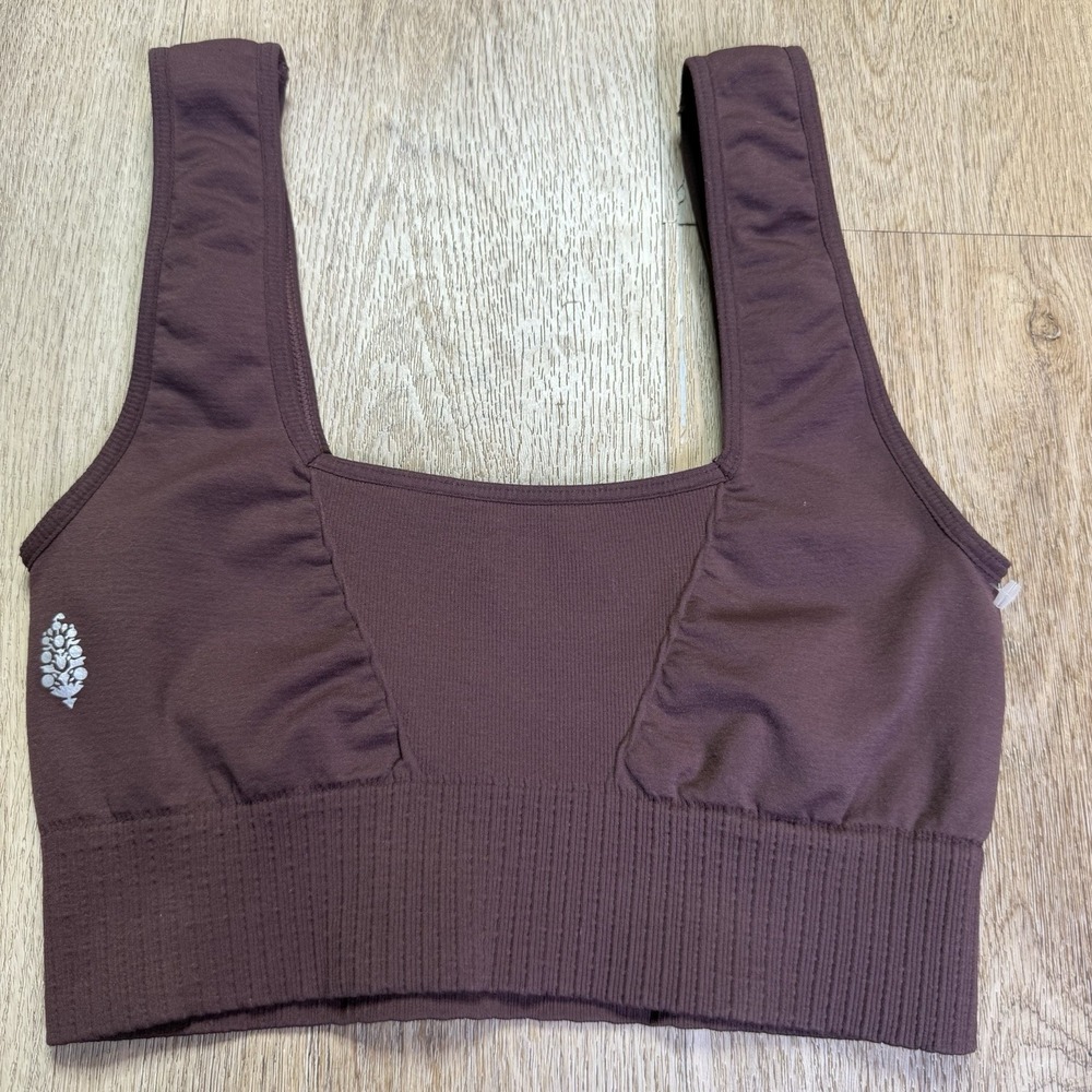 NWOT Free People Movement Good Karma Square-Neck Bra M/L Brown